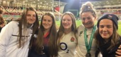 Vicky Fleetwood with four of OCRFC's Crimsons